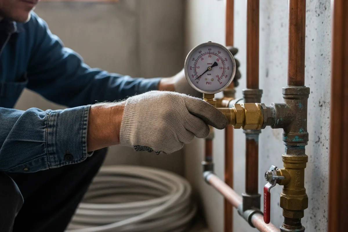 Pressure testing a repaired line during Water Line Repair in Rose Hill
